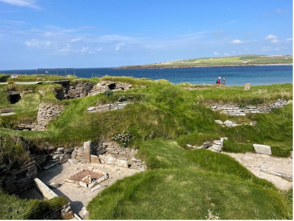 Unlike our previous trip in mid-autumn 2024, the long summer days on this year’s trip gave us time for post-dive visits to terrestrial archaeological sites, including Skara Brae. The 5000-year-old site sits hard by Skaill Bay and the Atlantic Ocean and was first exposed during a storm in 1850.