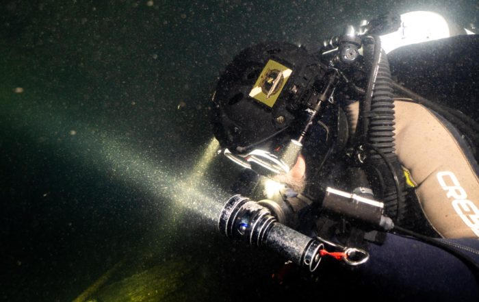 Diver on the U-1105 submarine