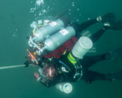 1. BAREG divers basking in the warmth of the 20-foot deco stop on ascent from the U-869. Photo Source: Fred Engle/BAREG