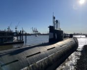 The Tango class (NATO designation) B-515 was built in 1976 and served in the Soviet and Russian navies' Northern Fleet until early in the 21st century. The hull design is directly descended from the Type XXI U-boats, such as the Wilhelm Bauer, that were being built in Germany in the early 1940s. Today the B-515 is a museum ship in Hamburg lying on the Elbe River's bed at low tide. It's unclear how the museum operator came up with the designation U-434 (painted on the conning tower) as this submarine never served in either the FRG's Bundesmarine or the DDR's Volksmarine.