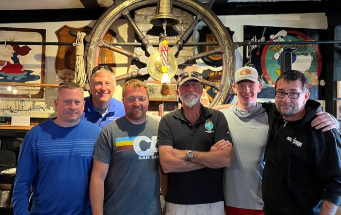 BAREG Newfoundland 2025 divers at the Crows Nest bar in St Johns, NL. In 1942, the bar was established by the Royal Canadian Navy’s Escort Force Commander as a place where merchant ship and escort force captains and officers could meet informally before setting out into the Battle of the Atlantic.