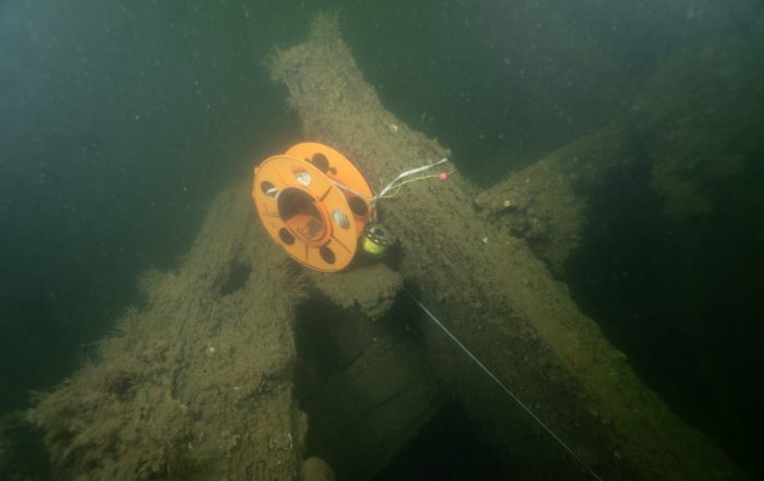 Baseline attached to a longitudinal beam at the bow of the barge. Source: Ops Coordinator